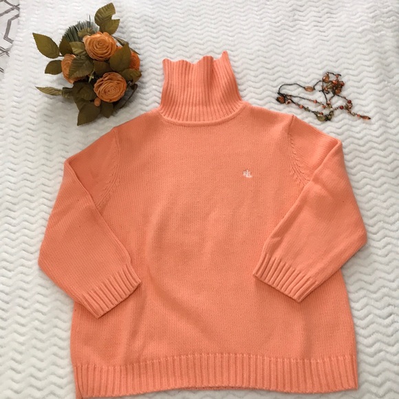 ORANGE TURTLE NECK SWEATER LAUREN (Ralph Lauren ) - Picture 2 of 5